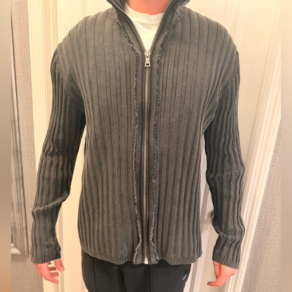INC International Concepts Men's Charcoal Zip-Up Sweater